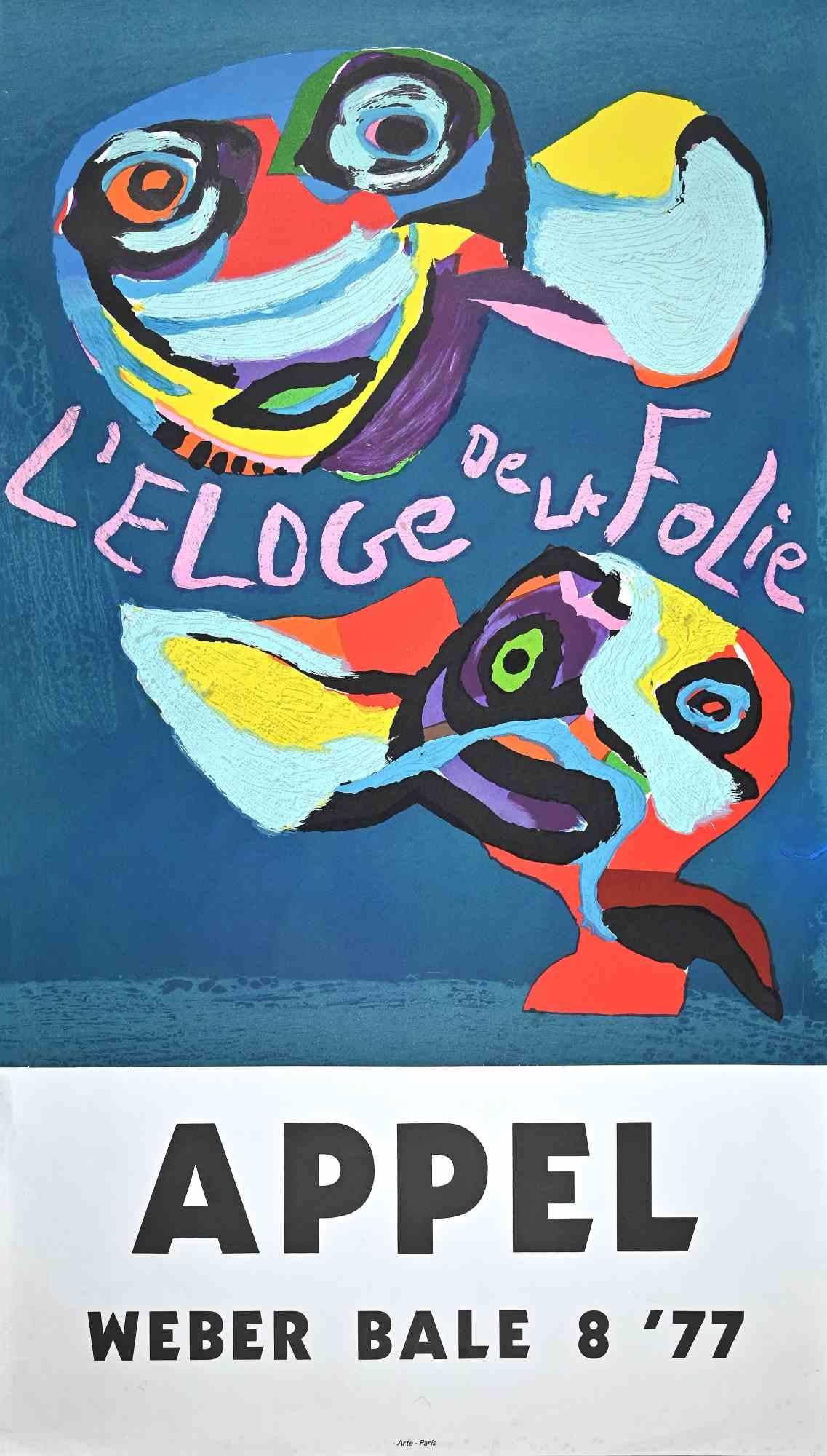 Karel Appel Abstract Print - Eloge de la Folie - Vintage Screen Print Poster - 1977