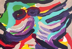 FANTASTIC ANIMAL Signed Lithograph, Color Abstract Creature Sideways Smiley Face