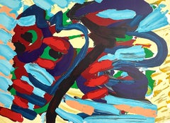 ANIMAL FANTÁSTICO Litografía firmada, Criatura abstracta de colores, Artista CoBrA