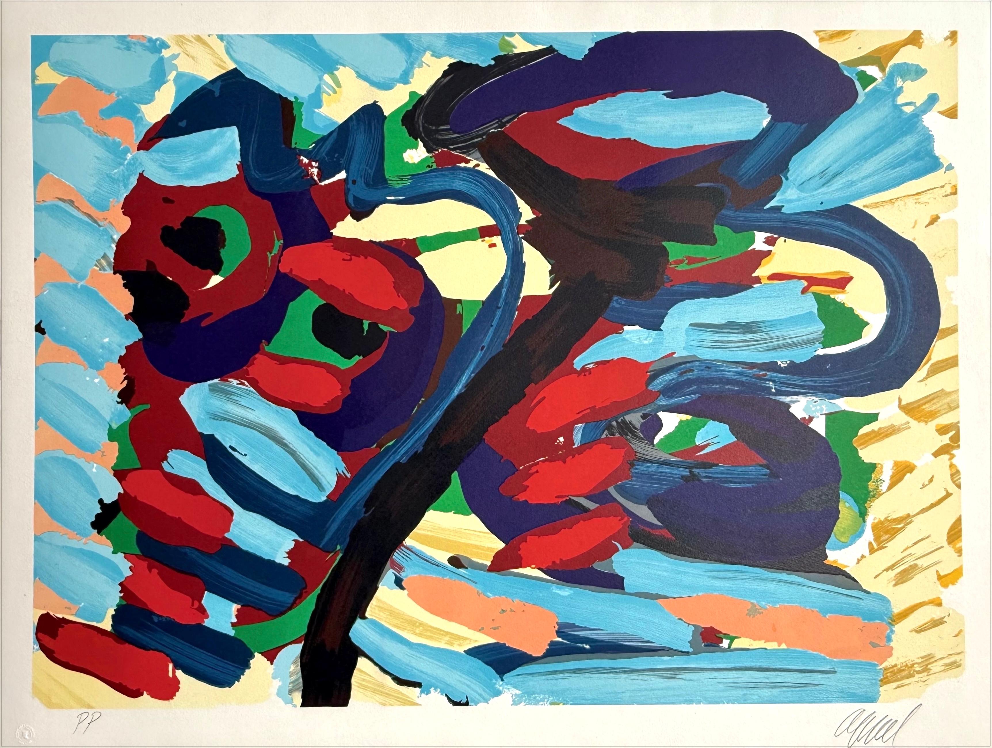 FANTASTIC ANIMAL Lithographie signée 1978, Créature abstraite, Artistics CoBrA