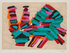 Gato asustado, litografía moderna del Grupo CoBrA por Karel Appel