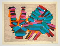 Karel Appel Abstract Frightened Cat Lithograph, Signed, 1978