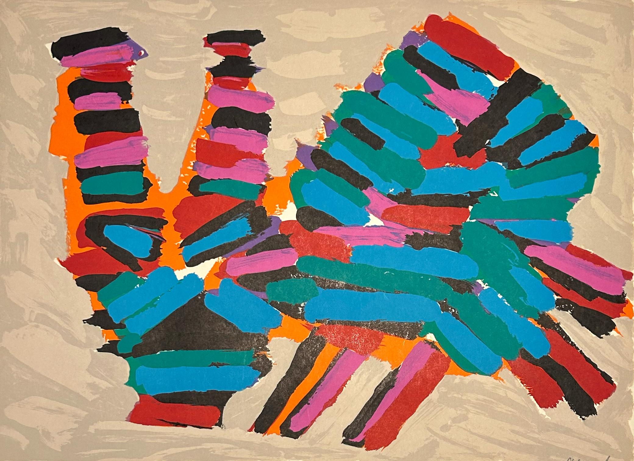 Abstract Print di Karel Appel - Gatto spaventato
