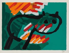 Grüne Katze, CoBrA Group Moderne Lithographie der Gruppe Moderne von Karel Appel