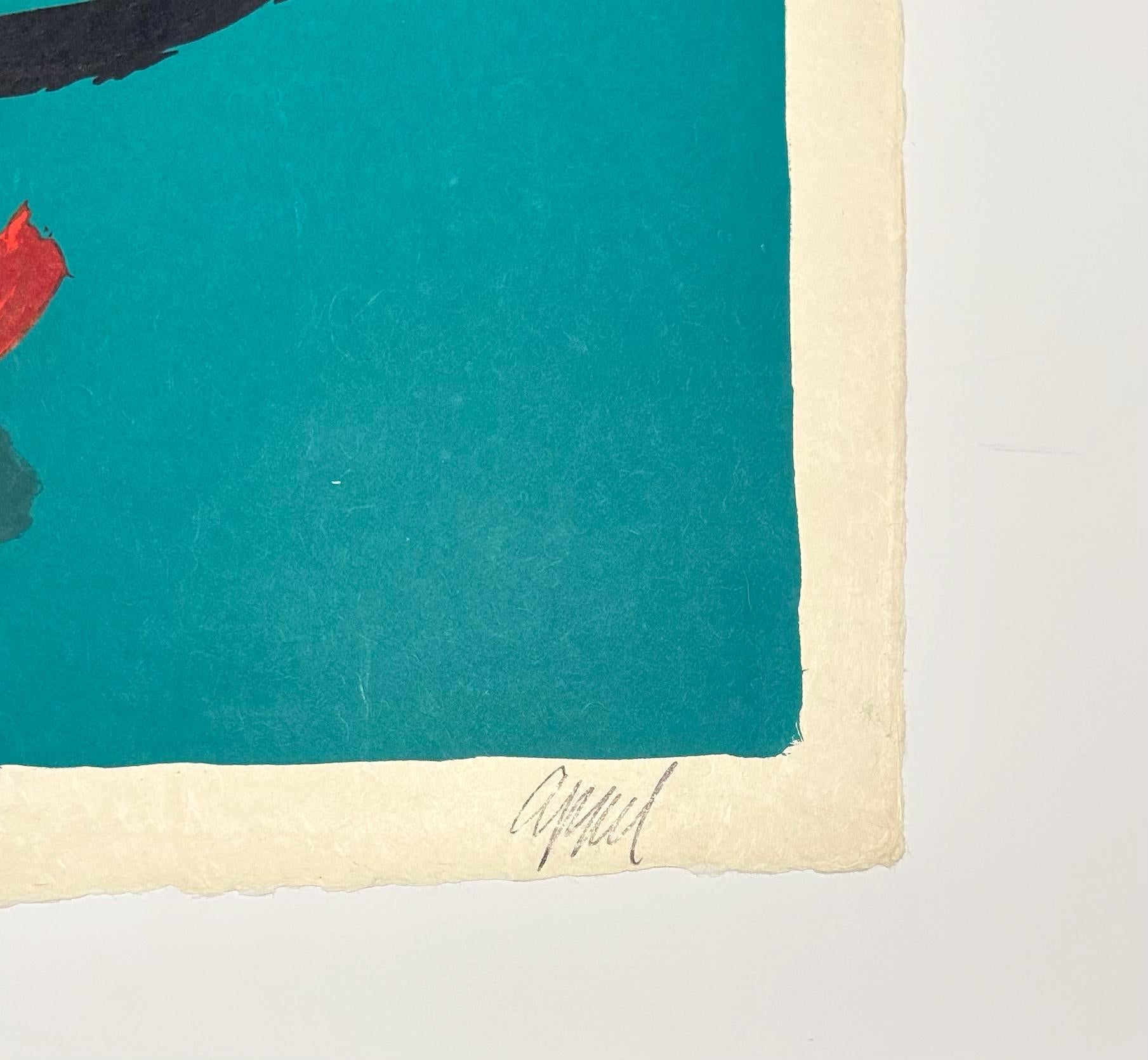 Green Cat - Abstract Print by Karel Appel