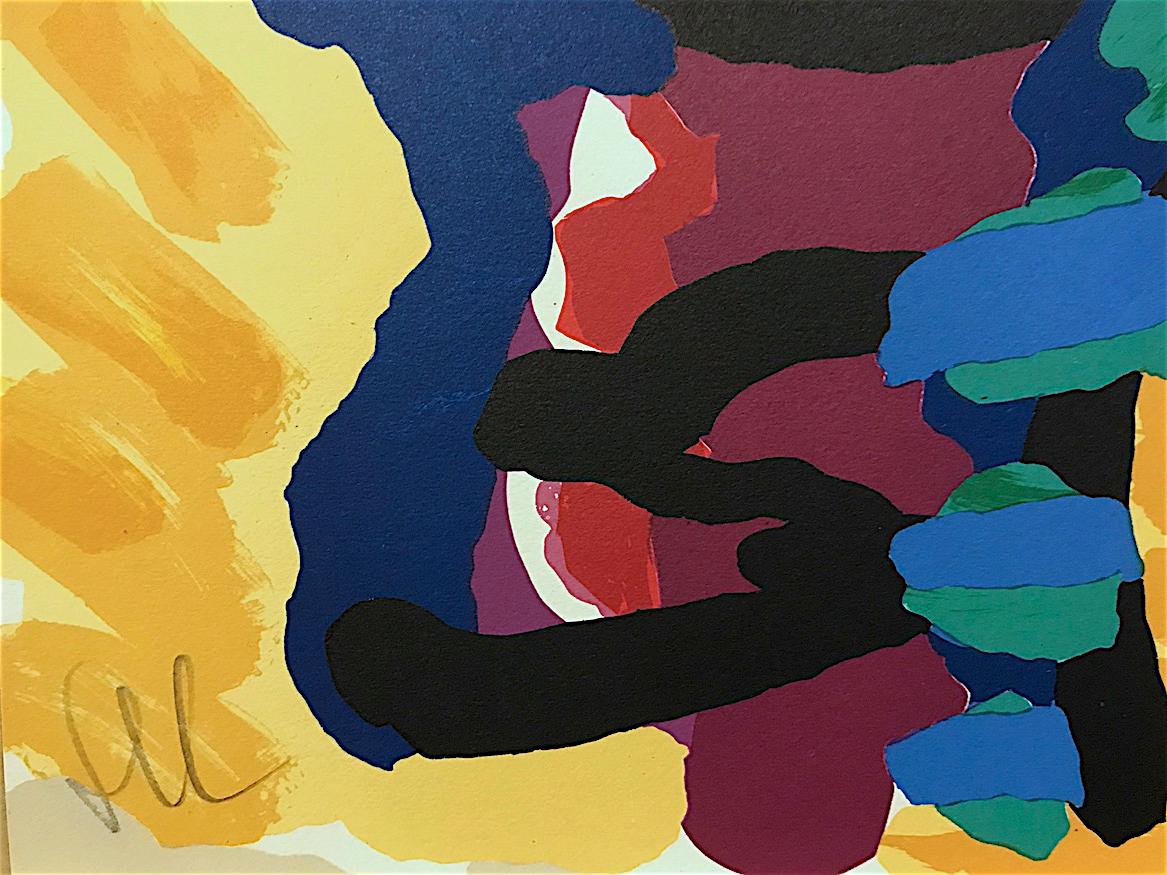 HAPPY COUPLE Signed Lithograph, Colorful Abstract Portrait, CoBrA Artist - Print by Karel Appel