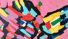 HAPPY IN PINK Signed Lithograph, 1979 Figurative Abstract, CoBrA Artist