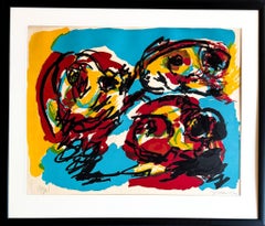 Karel Appel (1921 - 2006) - Three Heads - Color lithograph on paper - 1966