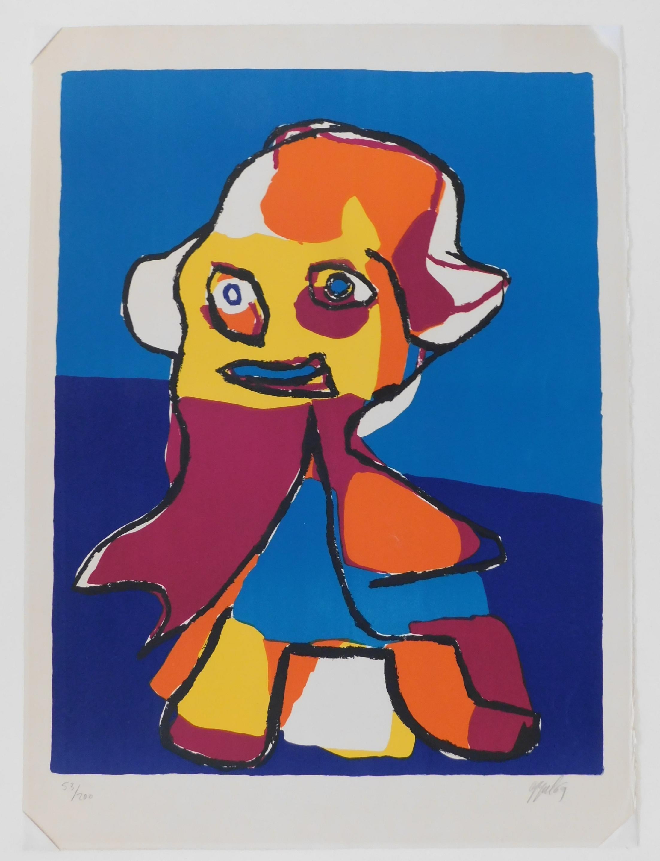 Karel Appel Abstract Original Color Lithograph, 1969 For Sale 1