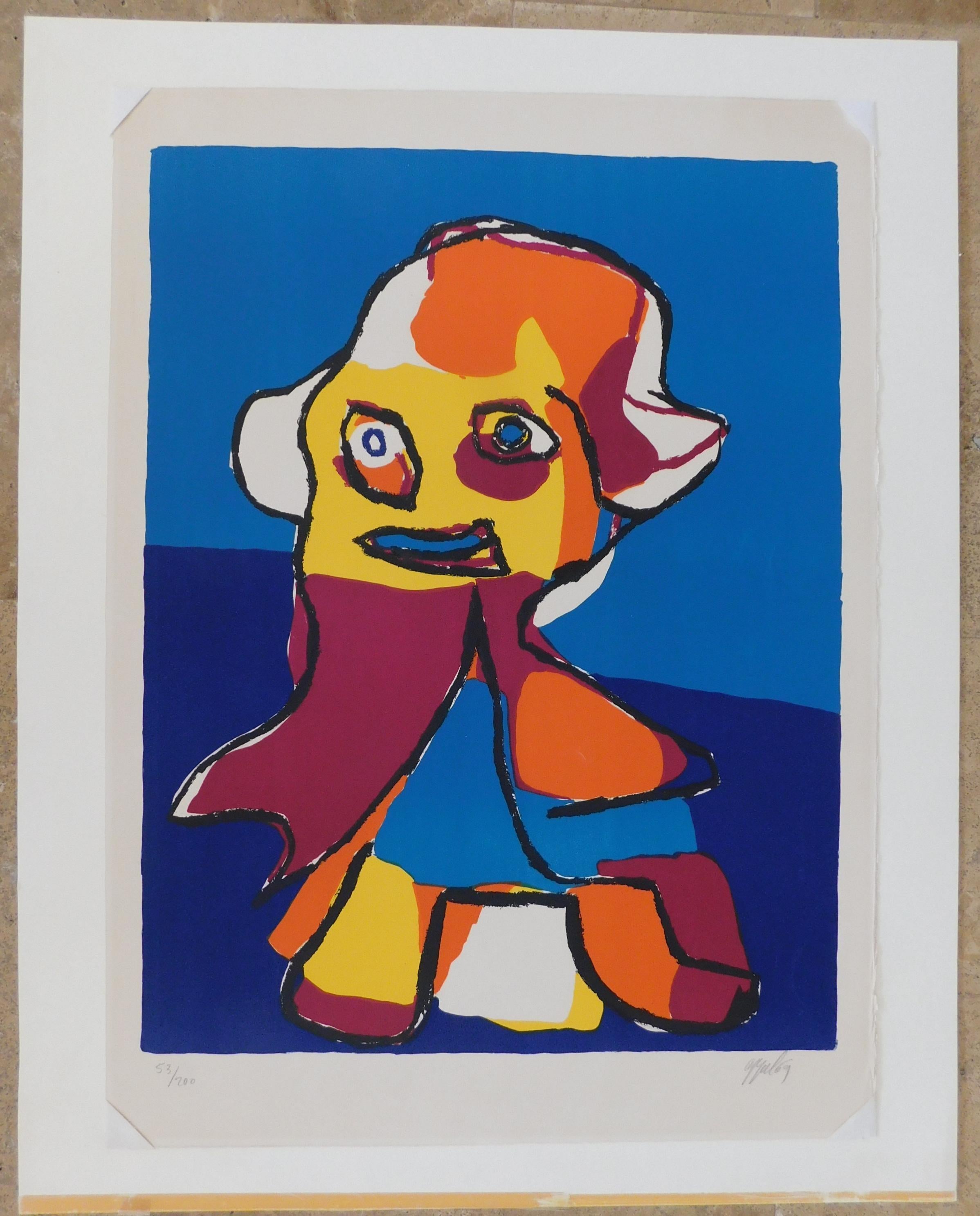 Karel Appel Abstract Original Color Lithograph, 1969 For Sale 2