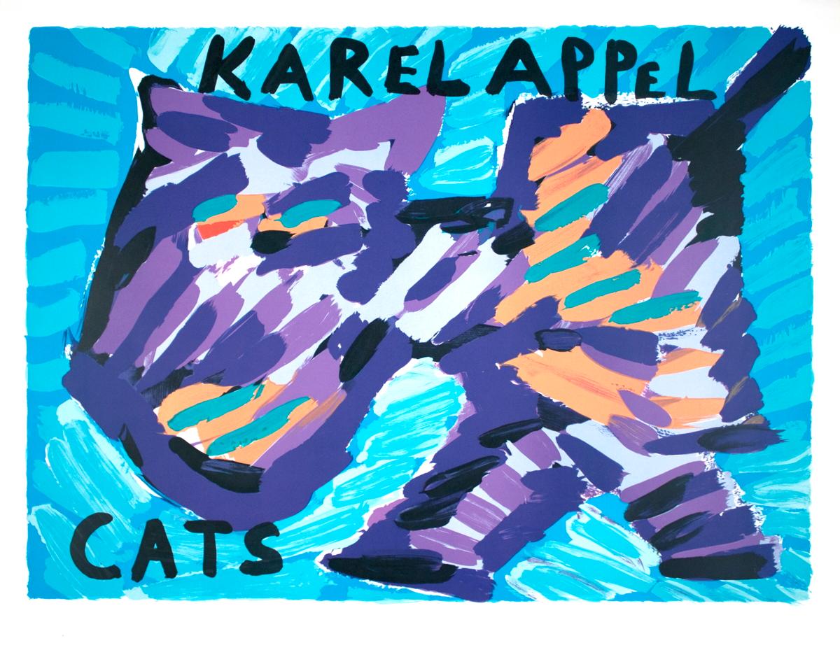 This vibrant image from Appel's days in Paris, at the end of the CoBrA movement, is one of the many images of the cat series. The cat seems to be Appel's favorite animal and in most of the series, it takes up most of the picture. 
