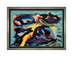 Karel Appel Color Three Faces Color Lithograph Large Hand Signed Abstract Art