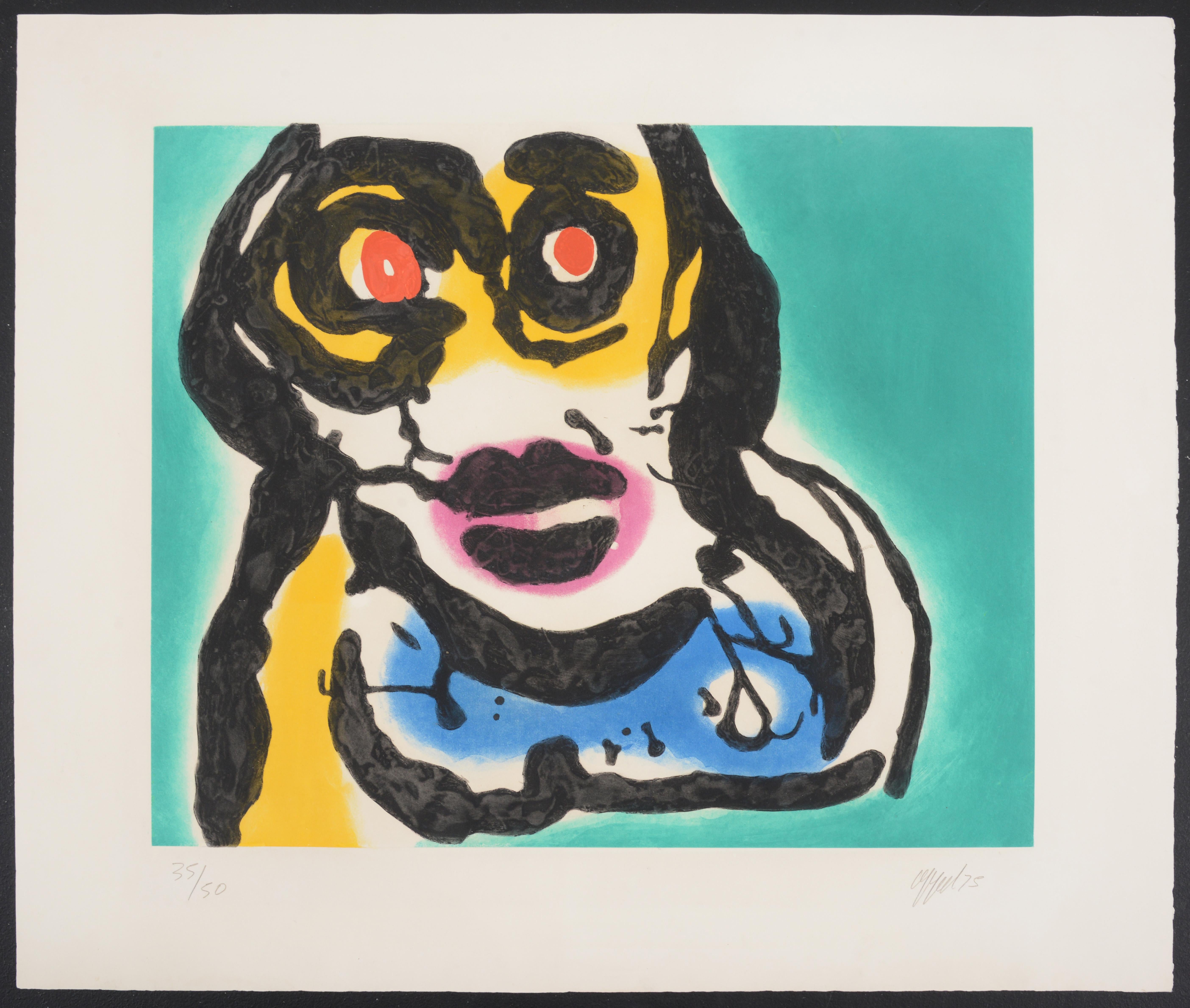 Karel Appel NIGHT FACES ON BROADWAY Etching / Carborundum For Sale 1