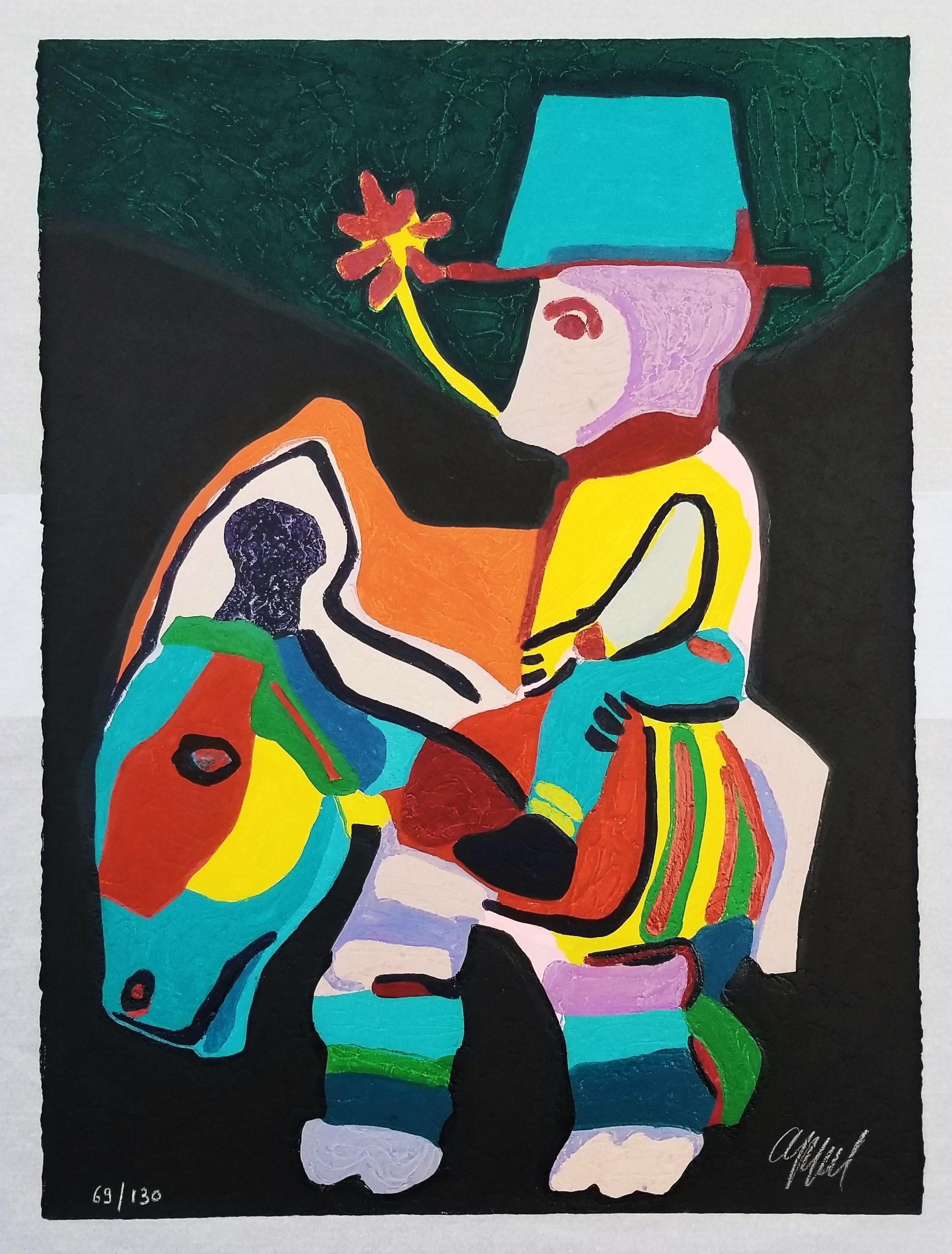 L'Âne Trop Paisible Pour Les Enfants Cruels /// Karel Appel Color Woodcut COBRA For Sale 1