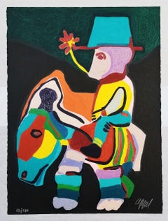L'Âne Trop Paisible Pour Les Enfants Cruels /// Karel Appel Color Woodcut COBRA