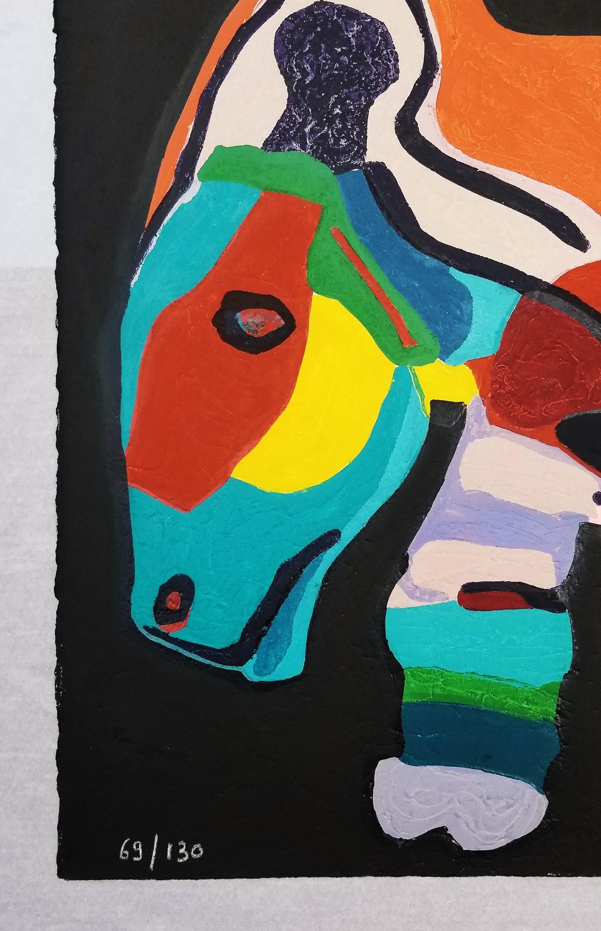 L'Âne Trop Paisible Pour Les Enfants Cruels /// Karel Appel Color Woodcut COBRA For Sale 2