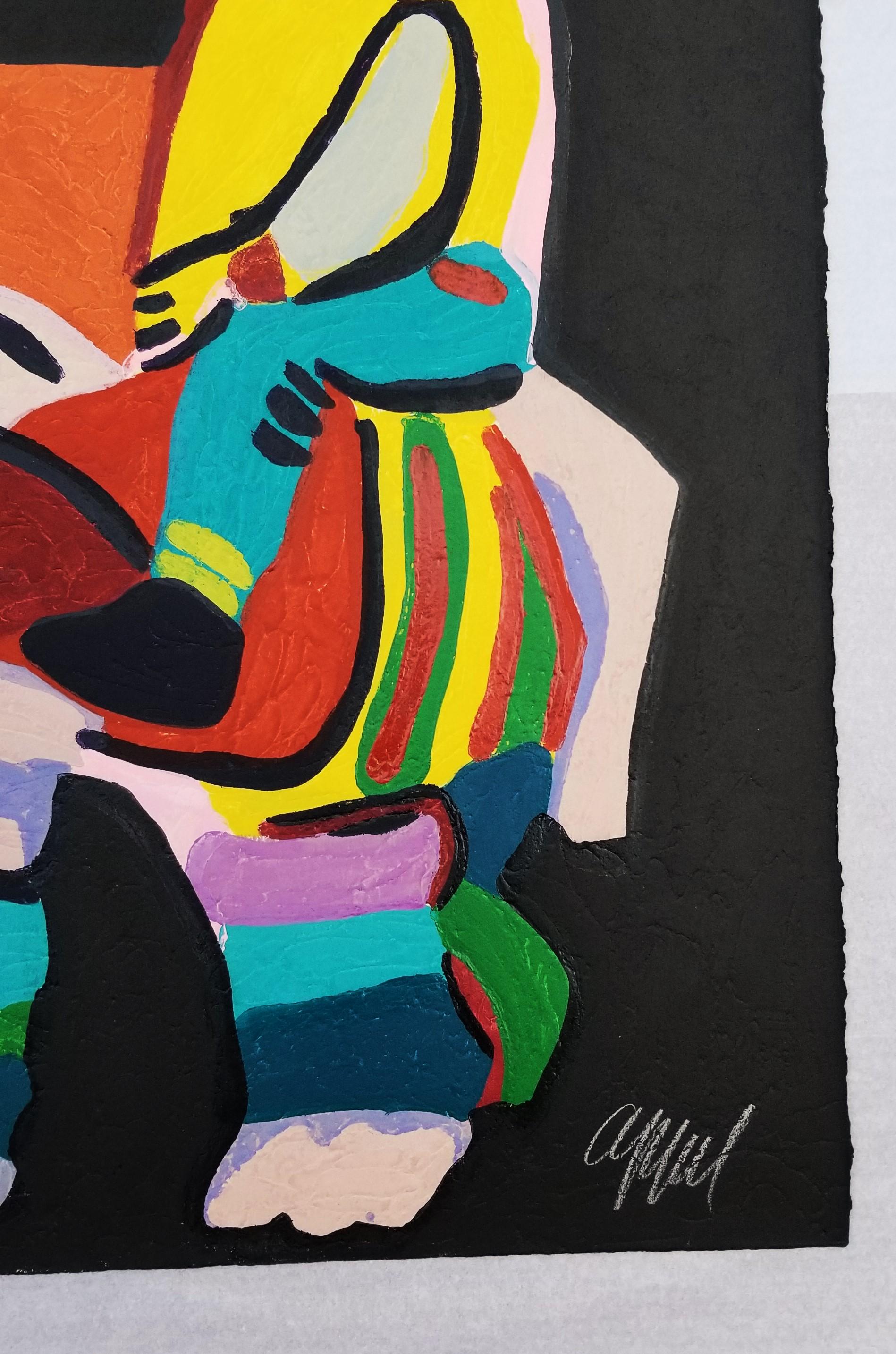 L'Âne Trop Paisible Pour Les Enfants Cruels /// Karel Appel Color Woodcut COBRA For Sale 5