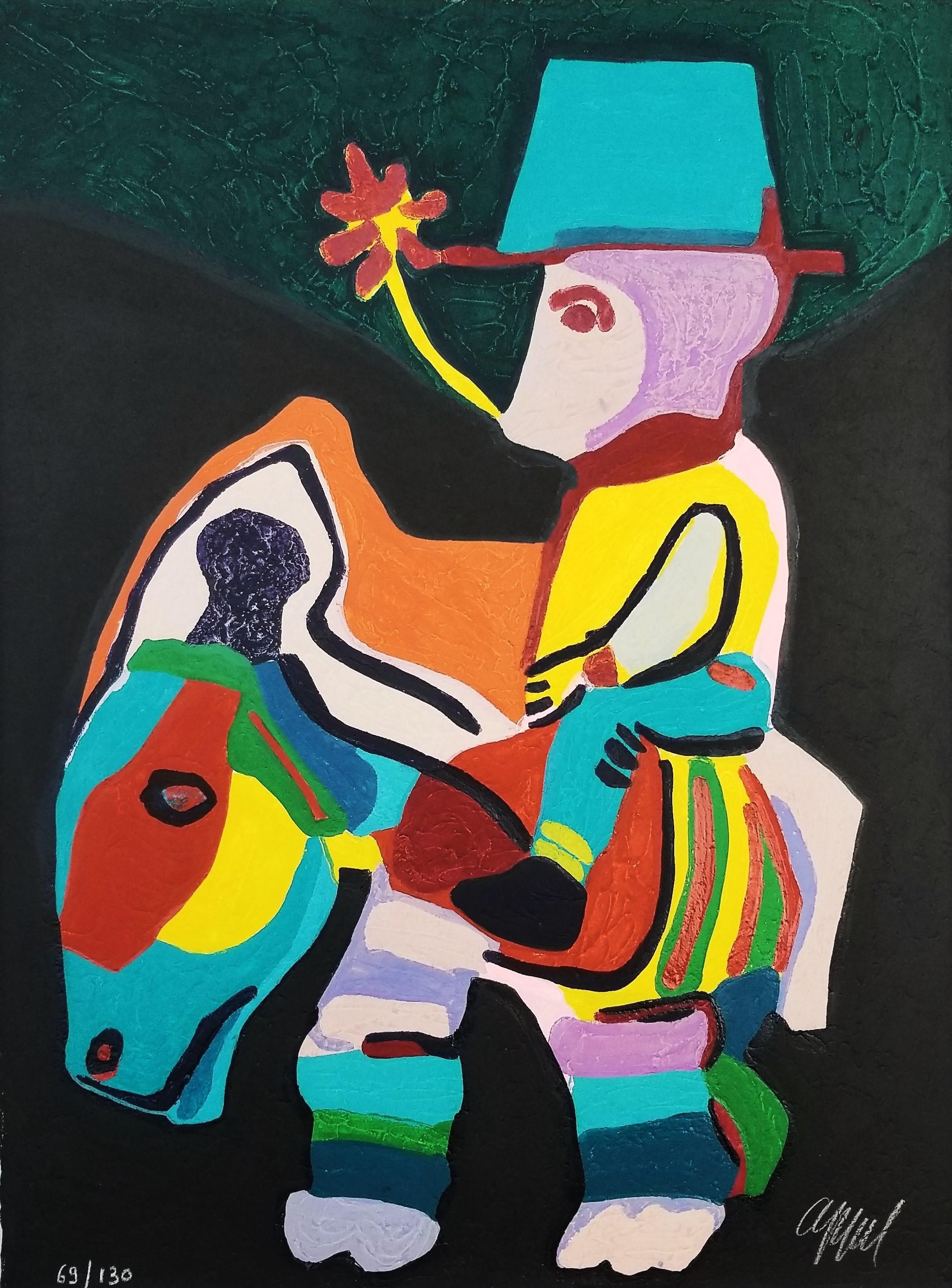 L'Âne Trop Paisible Pour Les Enfants Cruels /// Karel Appel Color Woodcut COBRA