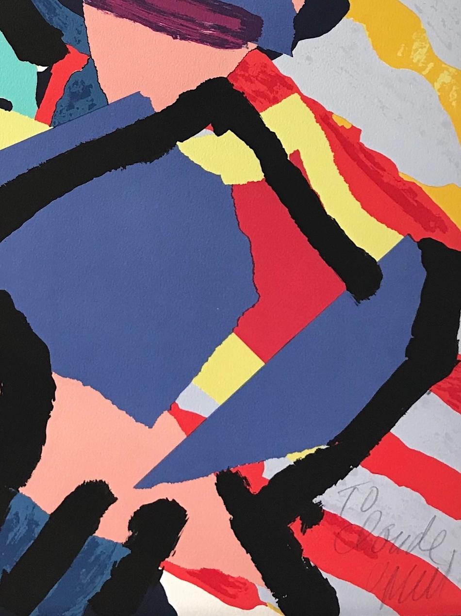 Personaje Cara Máscara, Litografía Firmada, Retrato Collage Abstracto, Artista CoBrA en venta 3