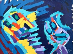 Moving in the Night Signed Lithograph, Abstract Figurative Print, 1978