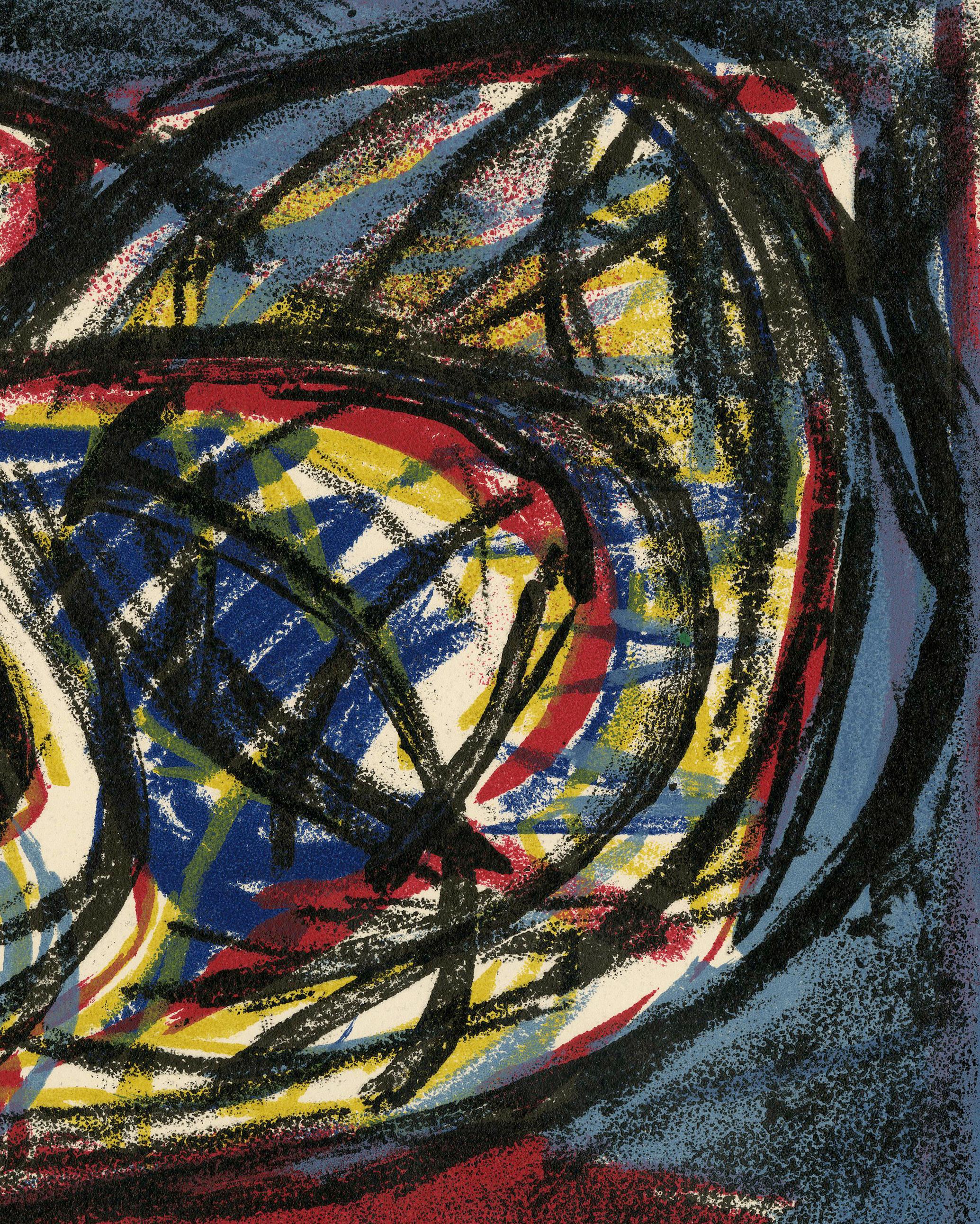 Nightfear - Black Abstract Print by Karel Appel