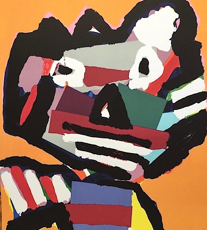 Orange Personage è una litografia originale in edizione limitata dell'artista olandese Karel Appel stampata con tecniche di litografia a mano su carta da stampa Arches d'archivio, 100% priva di acidi.
Orange Personage è un audace ritratto astratto