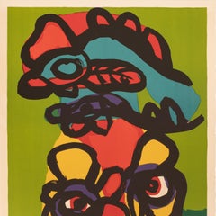 Original Dutch MCM Modernist Signed Proof Abstract Lithograph Karel Appel 1975