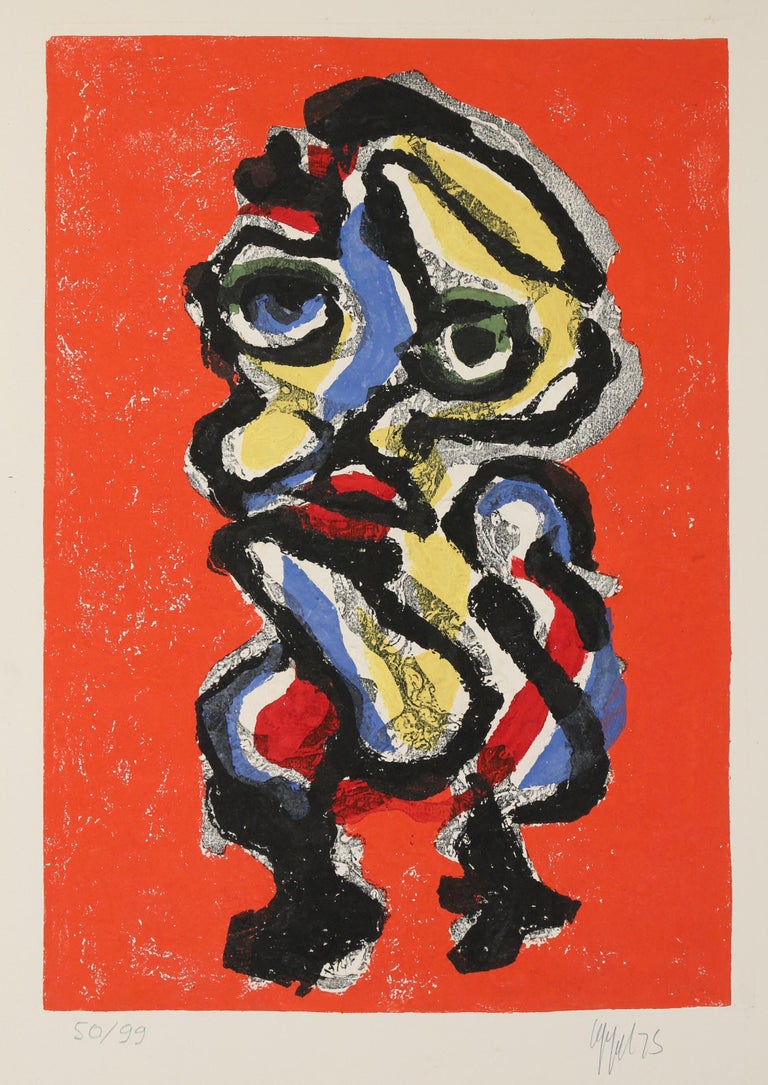 Karel Appel was a Dutch painter and sculptor and was one of the founders of the Cobra (from Copenhagen, Brussels, Amsterdam) movement in 1948. Cobra was a group of expressionist painters that looked to the unconscious versus the intellect for their