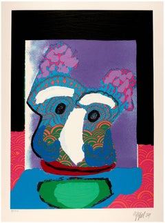 "Purple Owl" 1979 de Bedized Pudding Signé à la main et numéroté