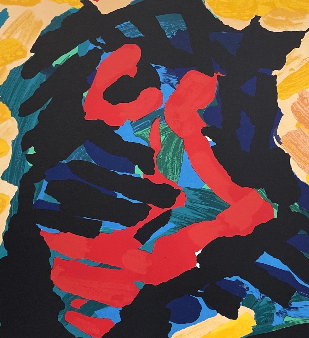 RUNNING HORSE is an original hand drawn, limited edition lithograph by the Dutch artist Karel Appel printed using hand lithography techniques on Arches paper, 100% acid free.
RUNNING HORSE presents an energetic, imaginative abstract animal form