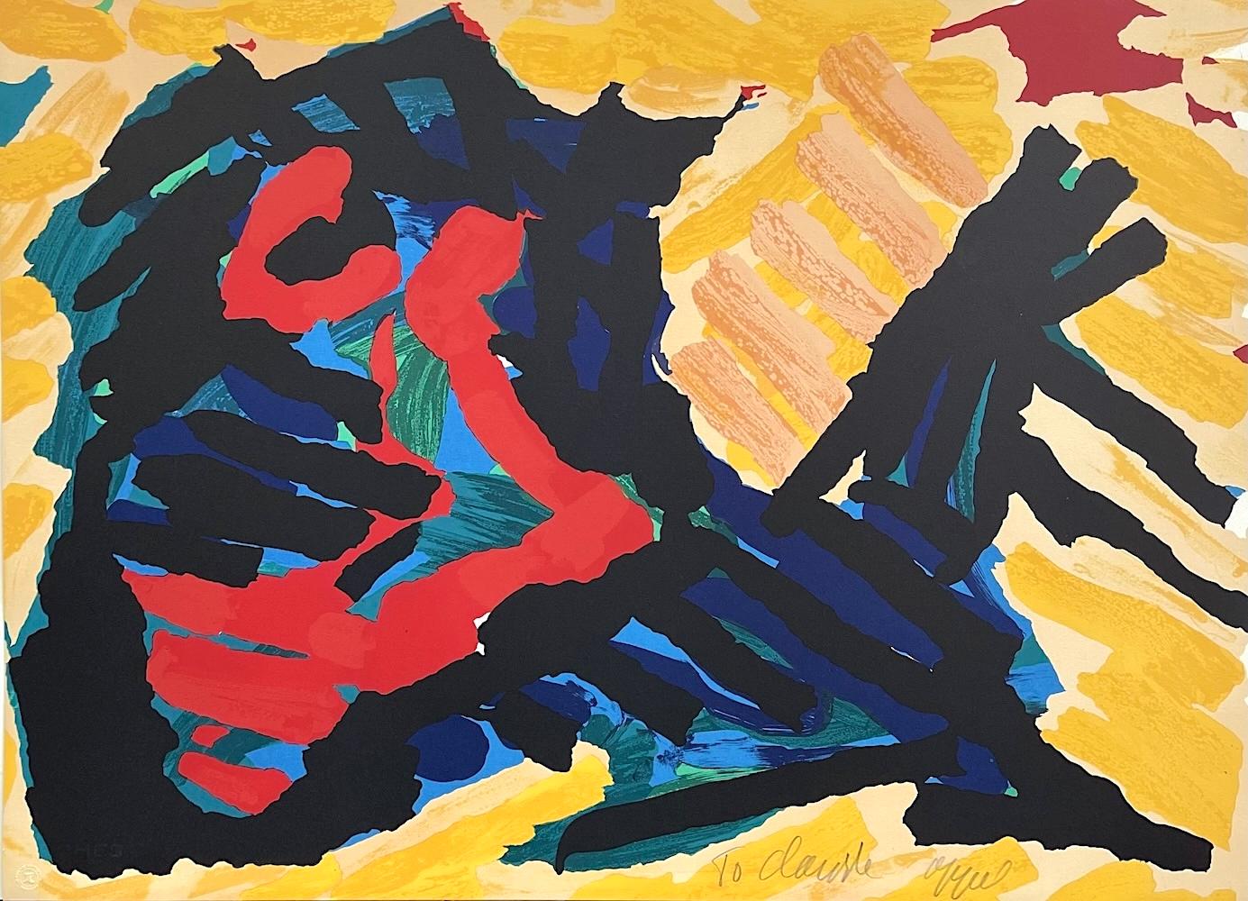 RUNNING HORSE Signed Lithograph, Abstract Animal, CoBrA Artist