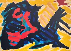 RUNNING HORSE Signierte Lithographie, Abstraktes Tier, CoBrA Künstler