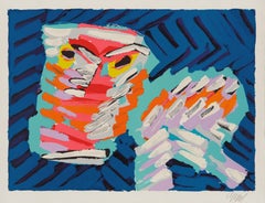 Gato triste, litografía moderna del Grupo CoBrA por Karel Appel