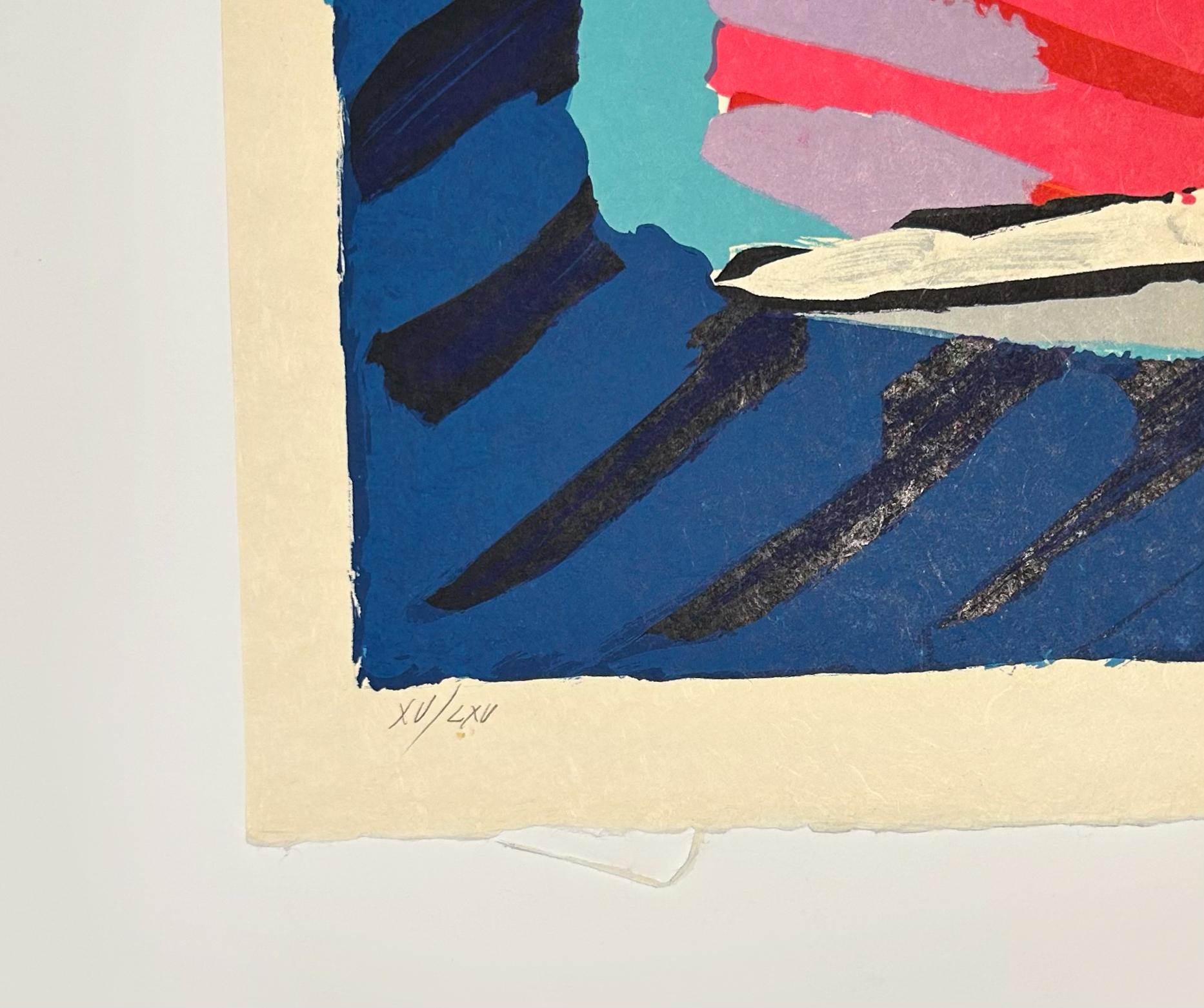 Chat triste - Bleu Animal Print par Karel Appel