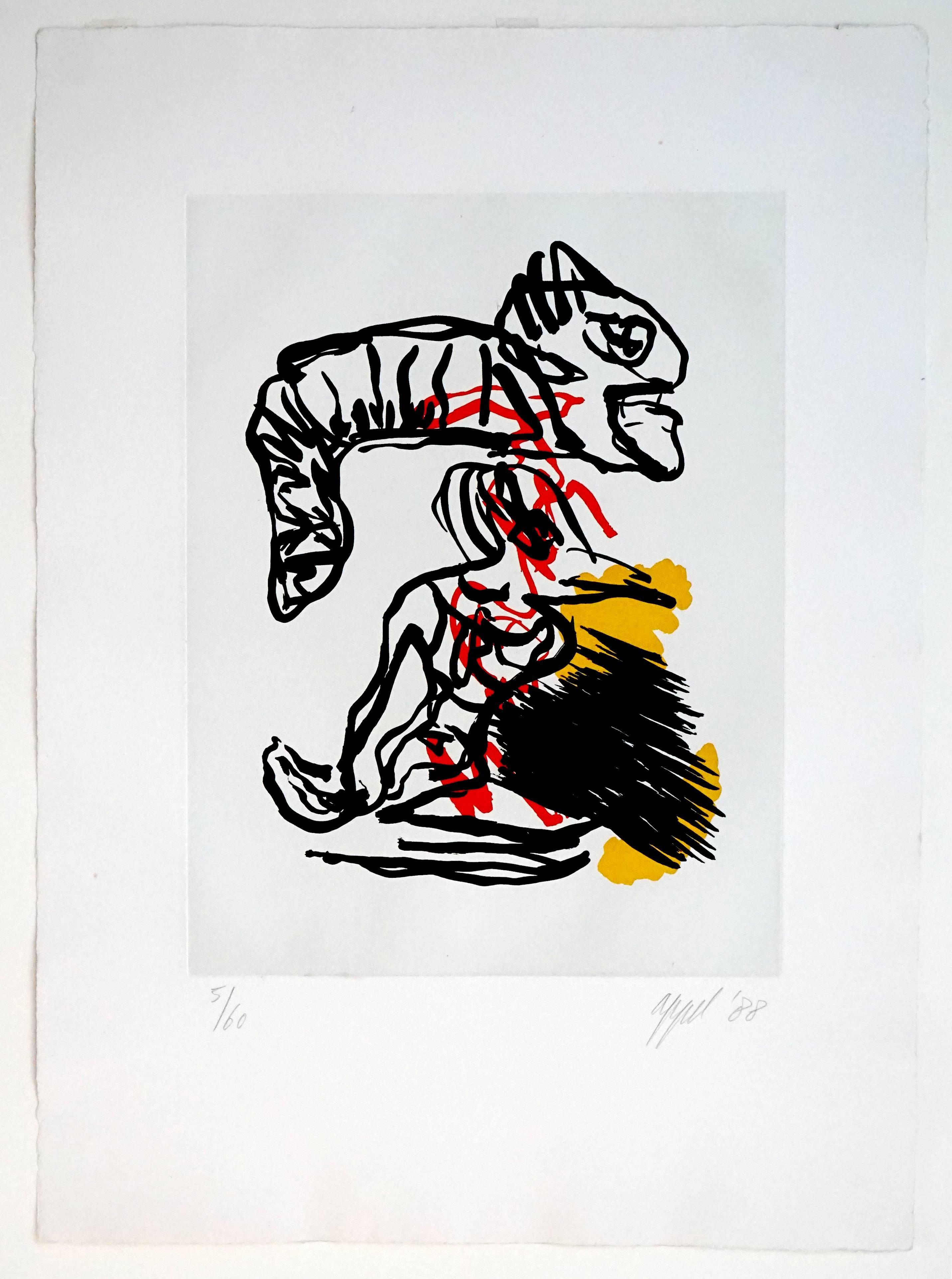 Salto Sobre La Cabeza (Expressionismus), Print, von Karel Appel