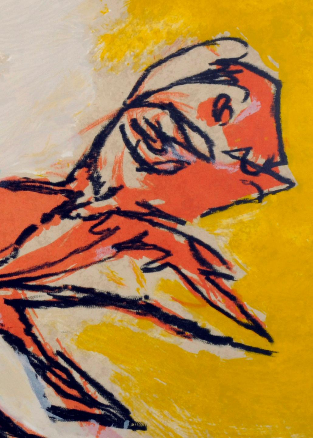 Sprong in de Lente (Deux Personnages) - Abstrait Print par Karel Appel