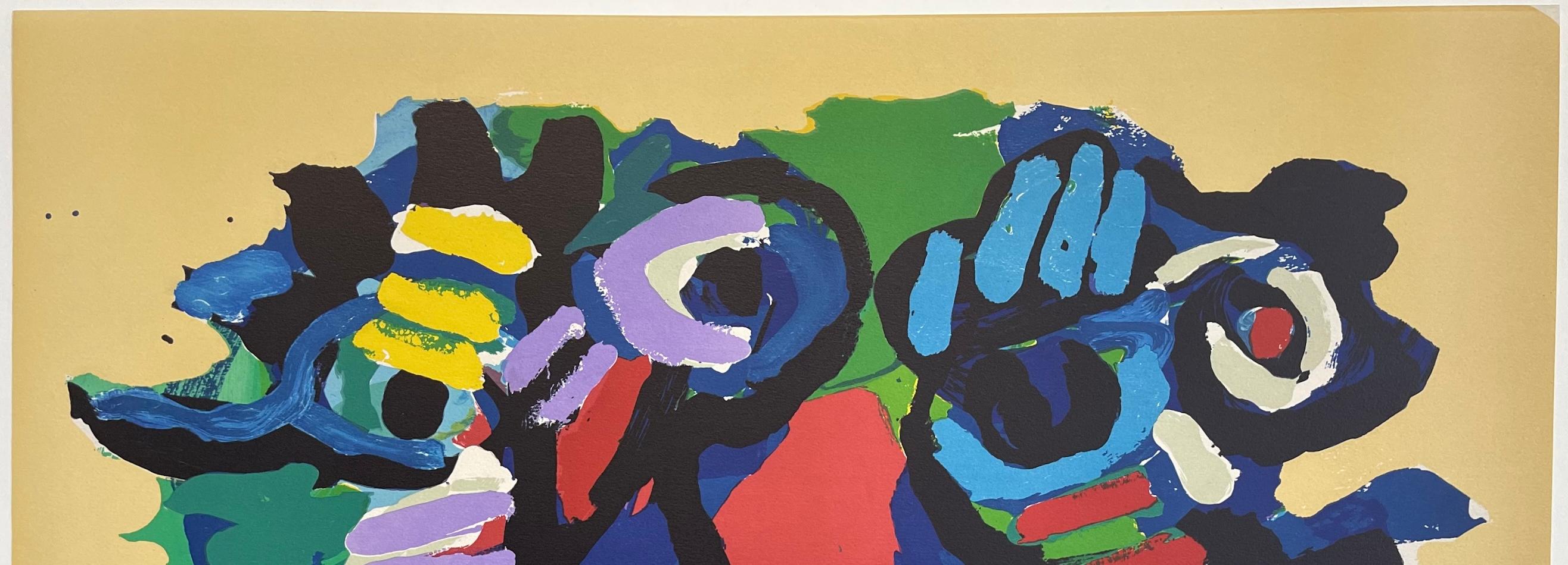 COPPIA D'ESTATE Litografia firmata, Ritratto astratto, Artista CoBrA in vendita 1