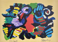 COPPIA D
ESTATE Litografia firmata, Ritratto astratto, Artista CoBrA