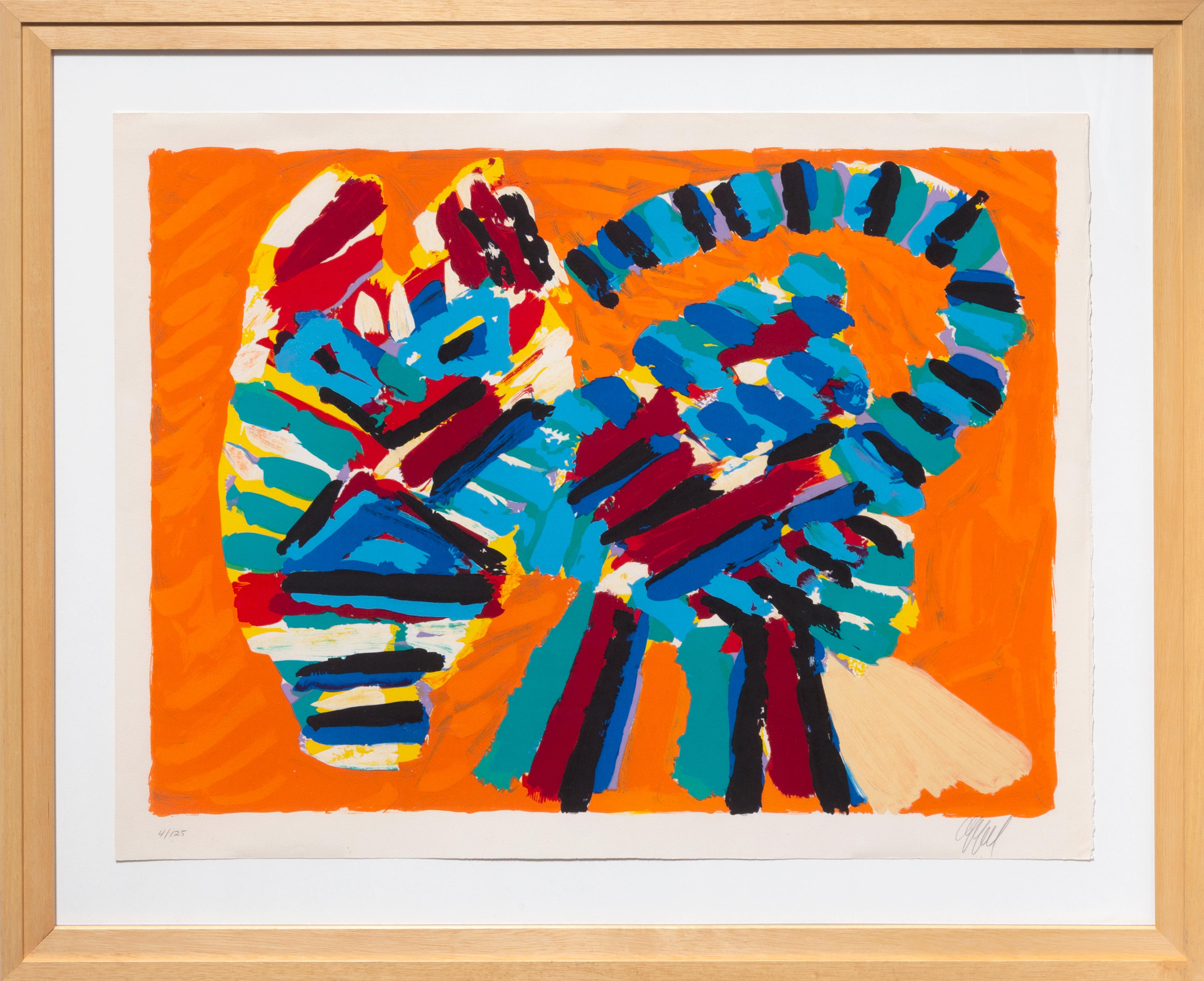 Karel Appel Animal Print - Sunshine Cat from the Cats portfolio