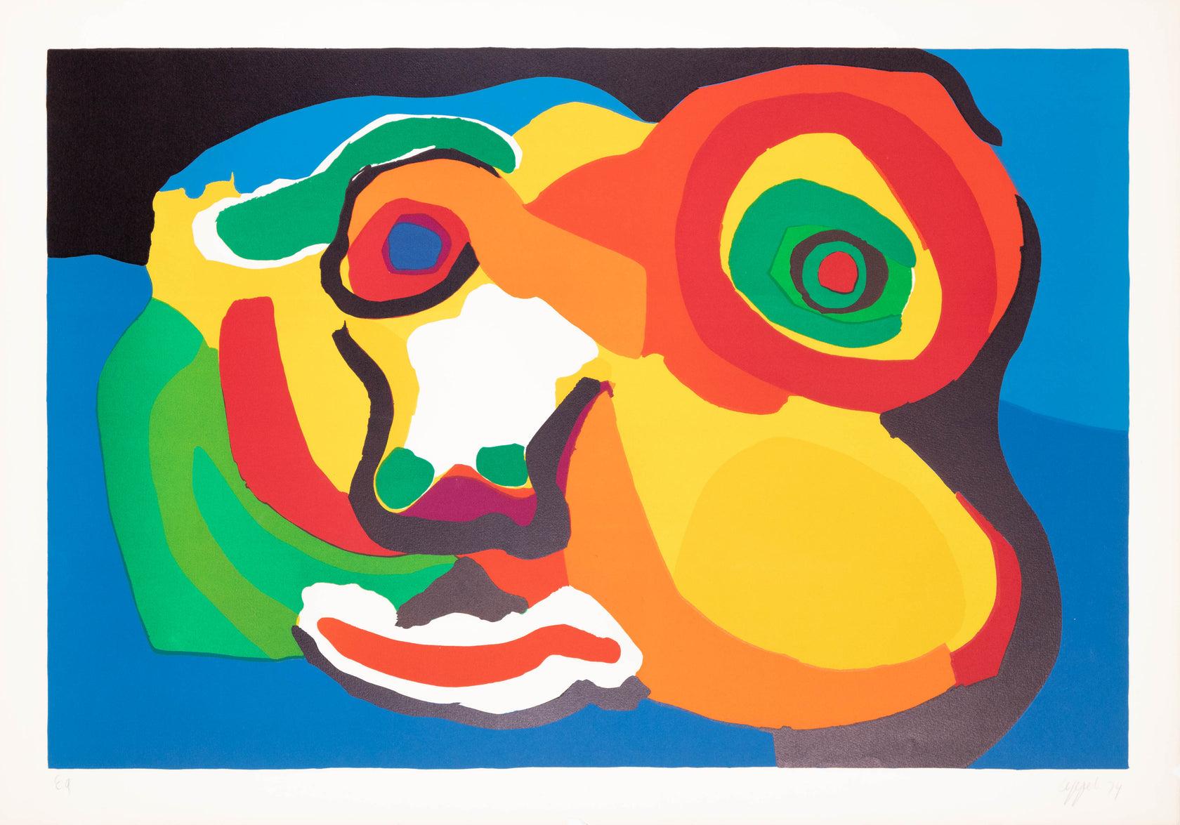 Artistics : Karel Appel 

Moyen d'expression : Lithographie originale, 1974 

Dimensions : 28 x 40 in, 71 cm x 101 cm

Papier Arches - Excellent état A+

Cette lithographie originale colorée et lumineuse d'Artistics est une épreuve d'artiste et est