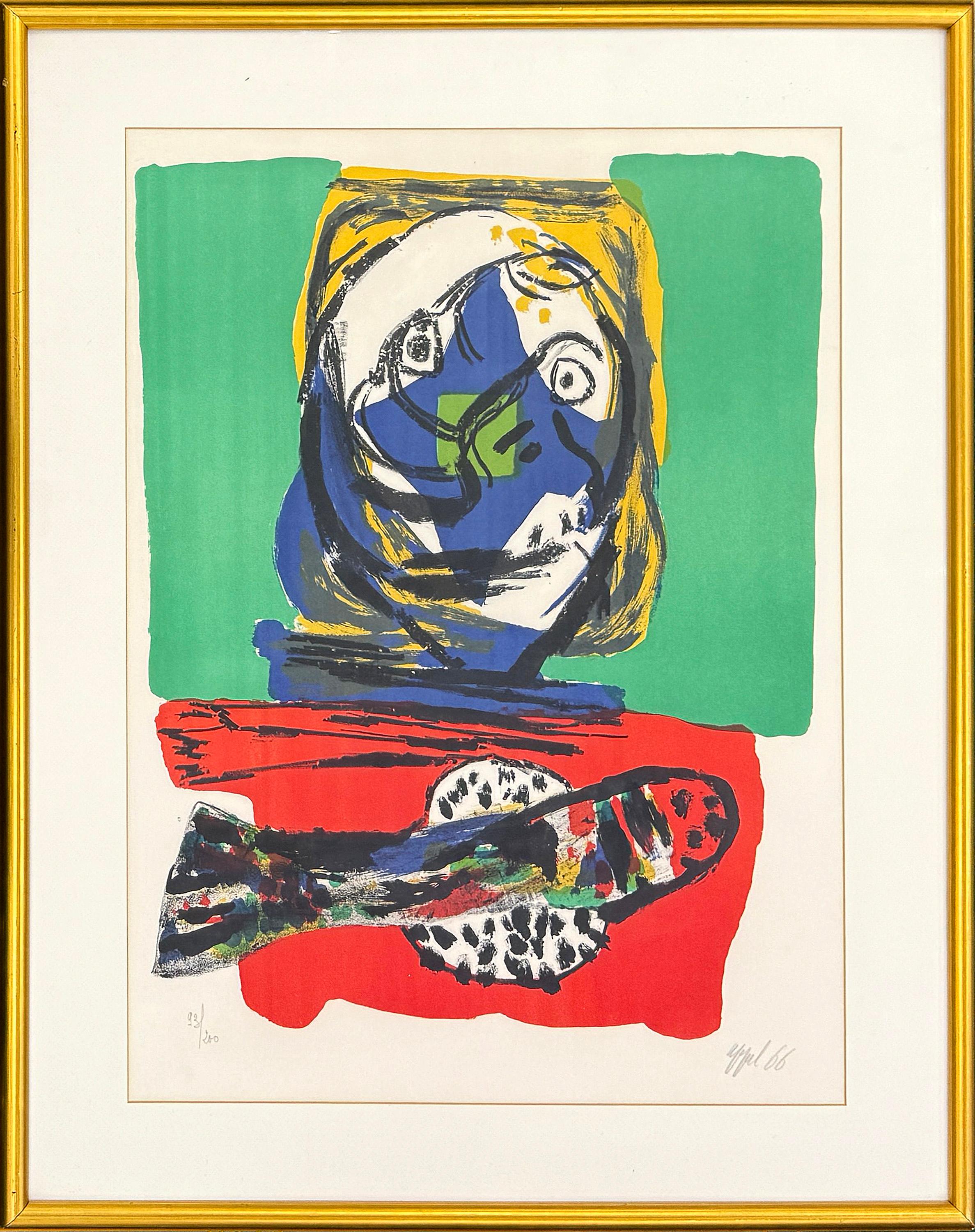 Untitled (Head and Fish), Rare Hand Signed Lithograph, 1966, Edition of 200