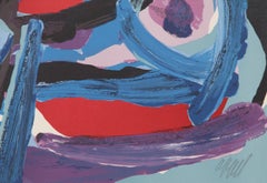 Walking with my Bird, lithographie expressionniste abstraite de Karel Appel