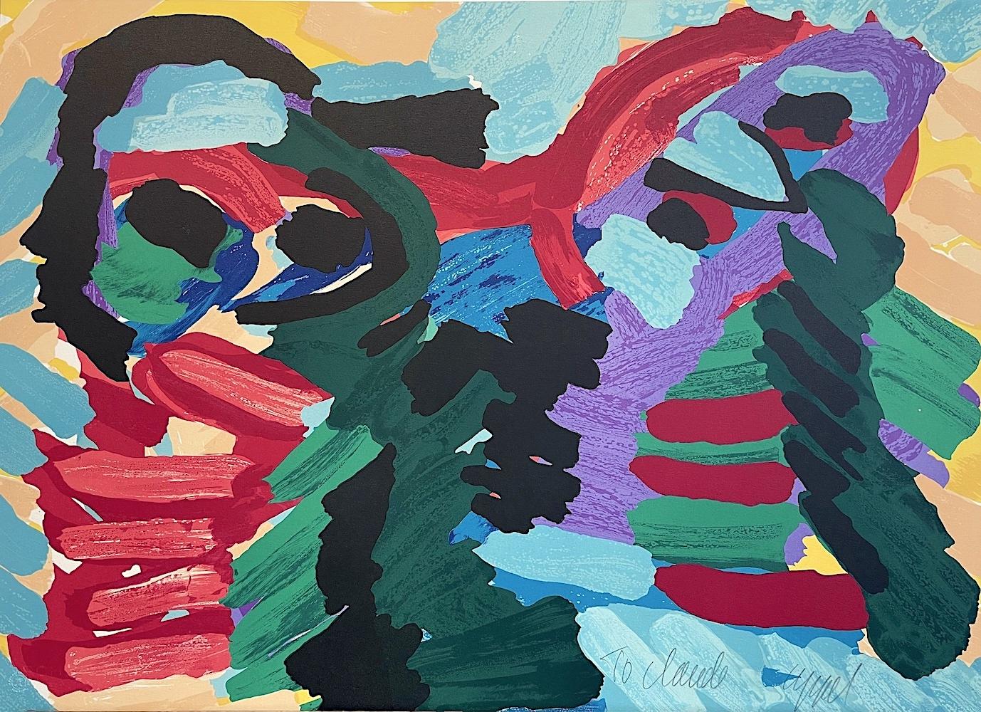 Animal Print di Karel Appel - WITH MY BIRD Litografia firmata, astratto figurativo, artista espressionista olandese