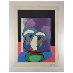 Karel Appel Lila Eule 1979 38 / 130 Lithographie gerahmt