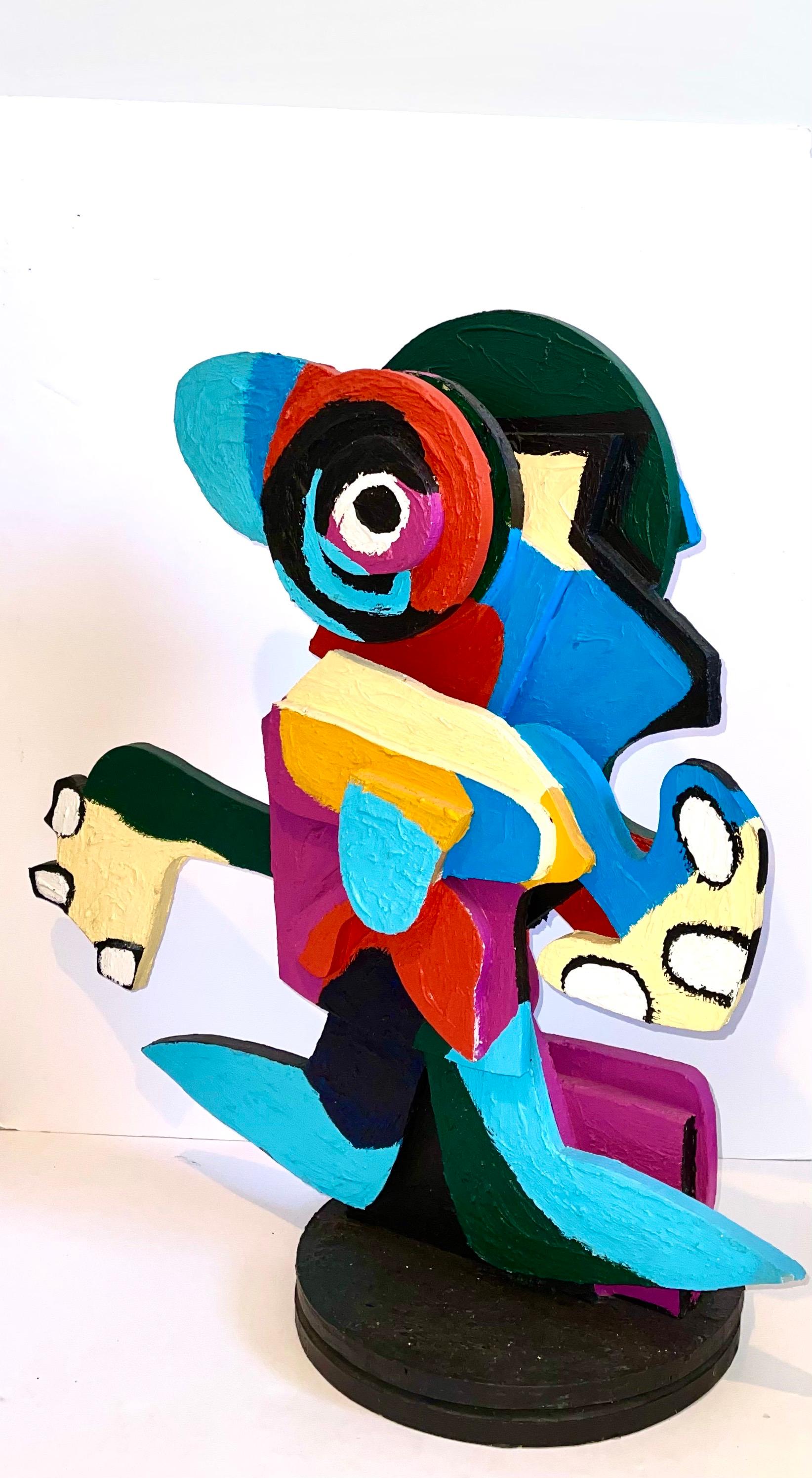 Karel Appel - Sculpture de cobra en bois peinte à la main - Pop Art - Expressionniste coloré  en vente 1