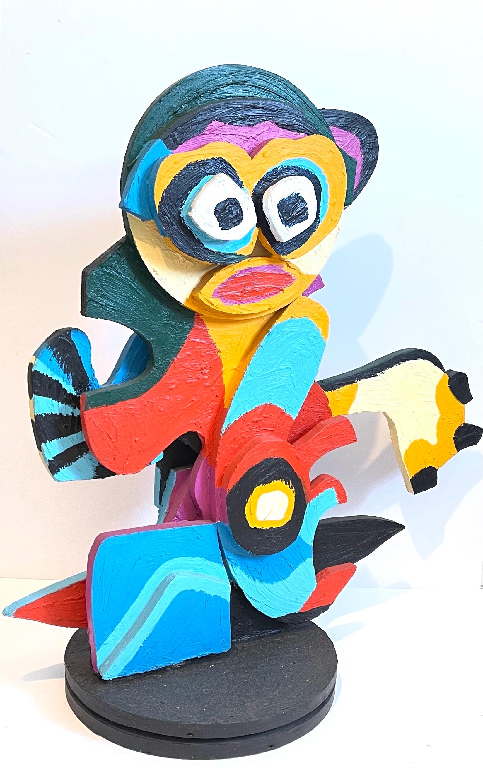 Karel Appel - Sculpture de cobra en bois peinte à la main - Pop Art - Expressionniste coloré  en vente 2