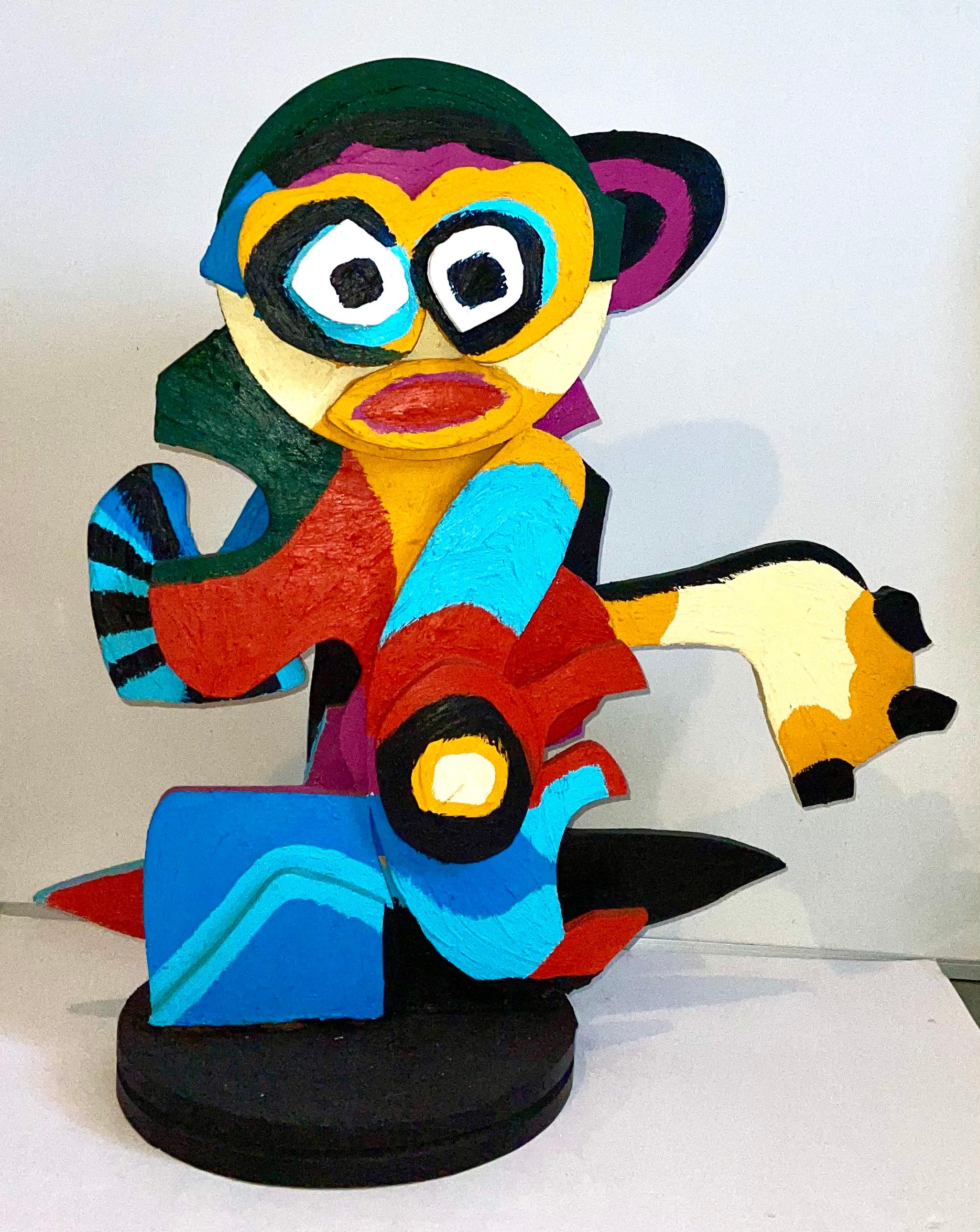 Karel Appel Colorful Expressionist Hand Painted Wood Cobra Sculpture Pop Art  For Sale 1