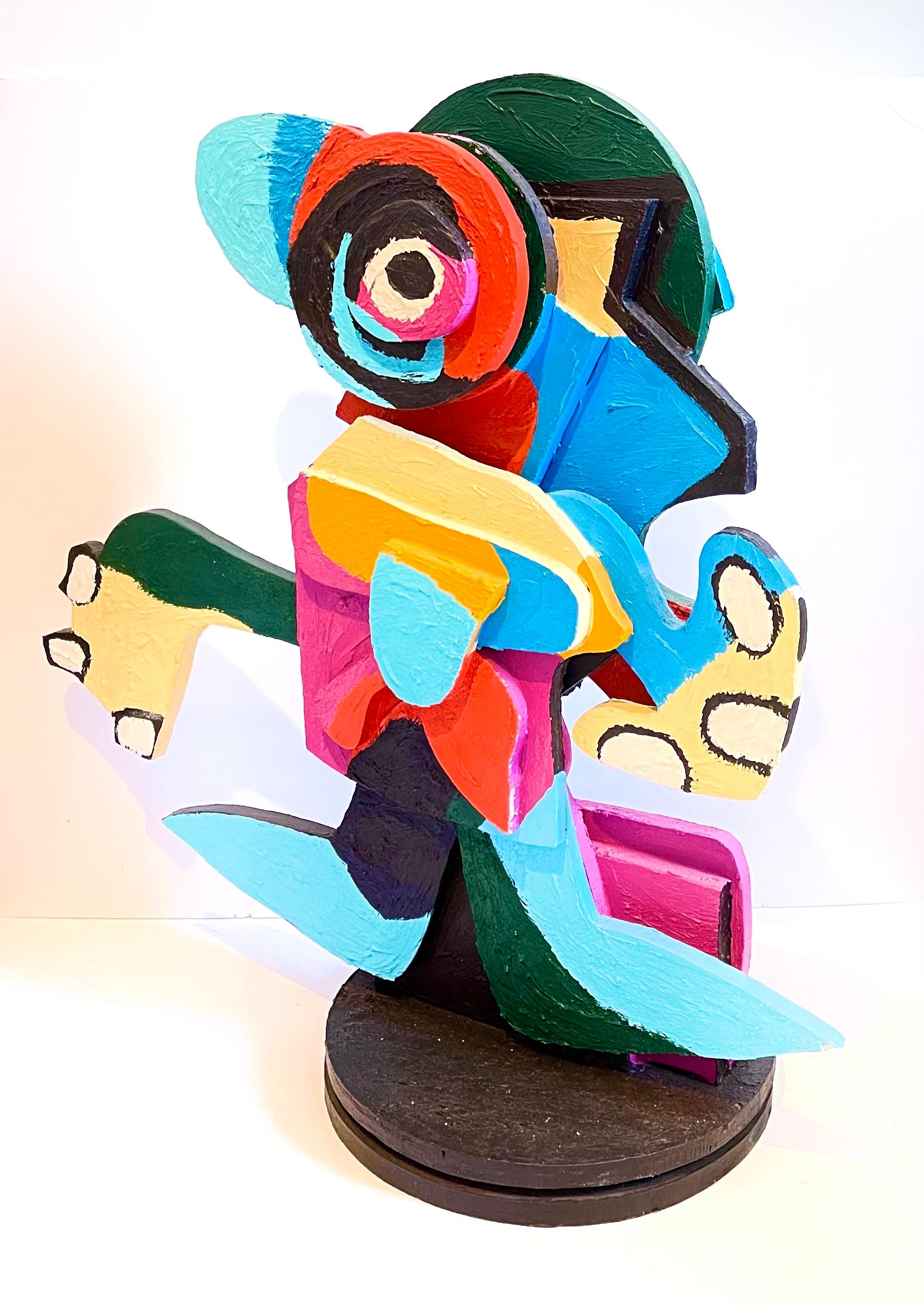 Karel Appel Colorful Expressionist Hand Painted Wood Cobra Sculpture Pop Art  For Sale 4
