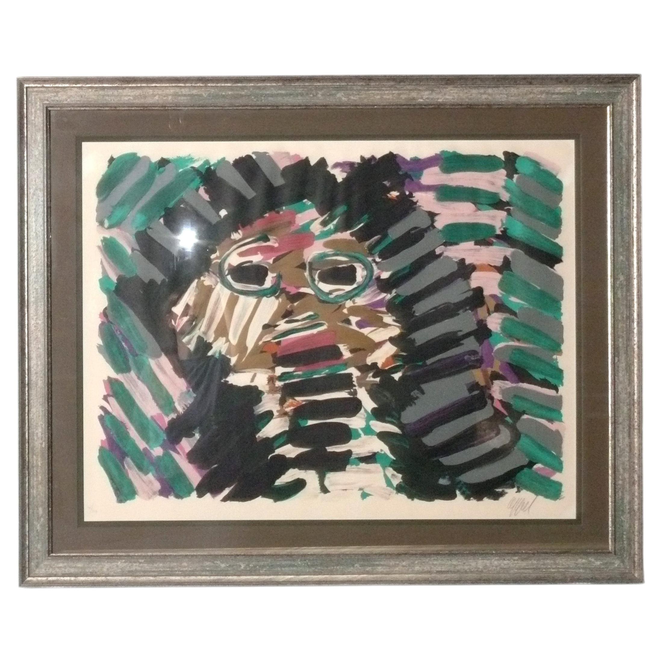 Karel Appel Signed 14/100 Lithograph 40" x 33" Mid Century Modern Art For Sale