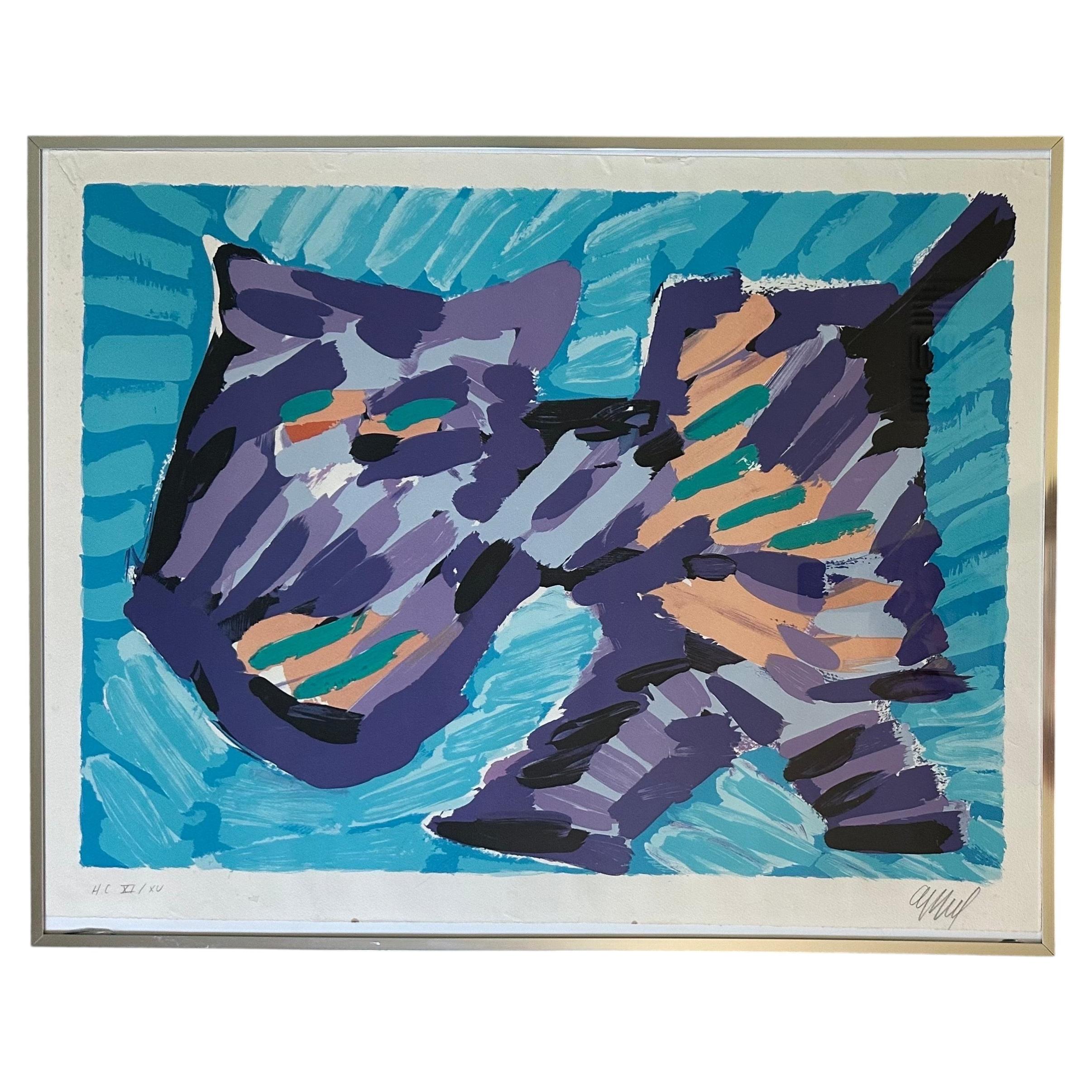 Karel Appel Signed H.C. Artist's Proof Lithograph "Cat" from the Cats Portfolio